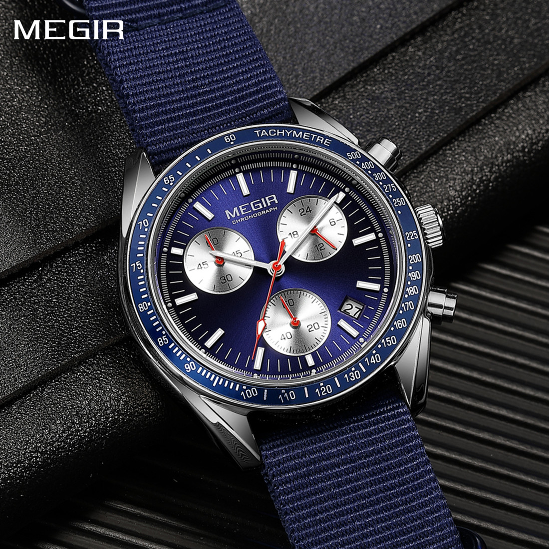 Edge Tape Roll - Zegarki męskie MEGIR Chronograph z płóciennym